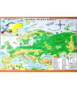 Harta de perete - Europa. Harta Fizica + Harta Politica
