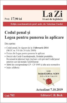 Codul penal si Legea pentru punerea in aplicare Act. 7.10 Codul penal si Legea pentru punerea in aplicare Act. 7.10.2019