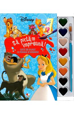 Disney: Sa pictam impreuna! Carte de colorat cu pensula si acuarele 1 Disney: Sa pictam impreuna! Carte de colorat cu pensula si acuarele
