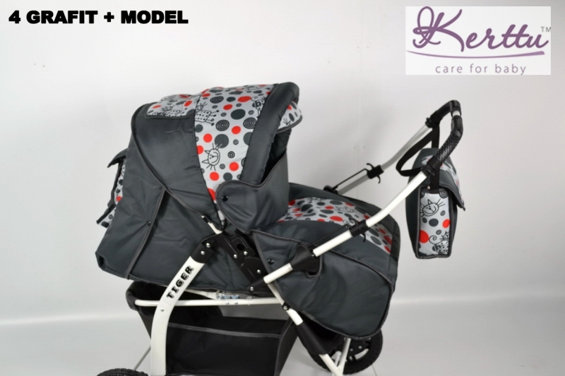 Carucior 2 in 1 Kerttu Tiger OX grafit cu model 1 Carucior 2 in 1 Kerttu Tiger OX grafit cu model