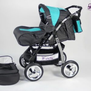 Carucior 2 in 1 Kerttu Vip 12 gri cu turquoise
