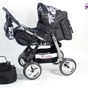 Carucior 2 in 1 Kerttu Vip 18 negru cu flori