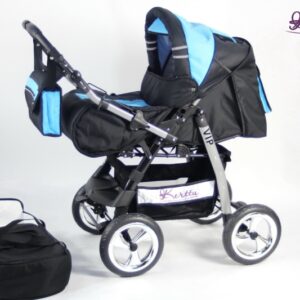Carucior 2 in 1 Kerttu Vip 2 negru cu albastru