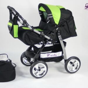 Carucior 2 in 1 Kerttu Vip 26 negru cu verde