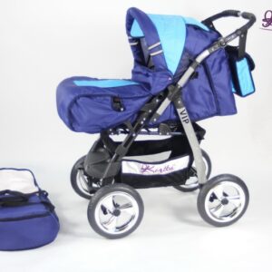 Carucior 2 in 1 Kerttu Vip 3 albastru inchis cu bleu