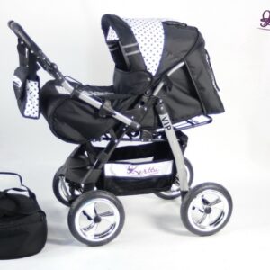 Carucior 2 in 1 Kerttu Vip 34 negru cu alb si puncte