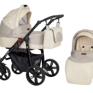 Carucior 2 in 1 Kunert Silver Black frame CremCappuccino