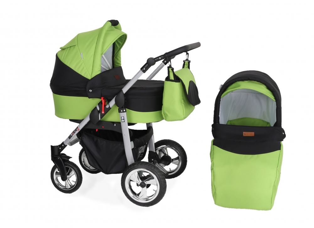 Carucior 2 in 1 Kunert Silver Grey frame VerdeNegru 1 Carucior 2 in 1 Kunert Silver Grey frame VerdeNegru
