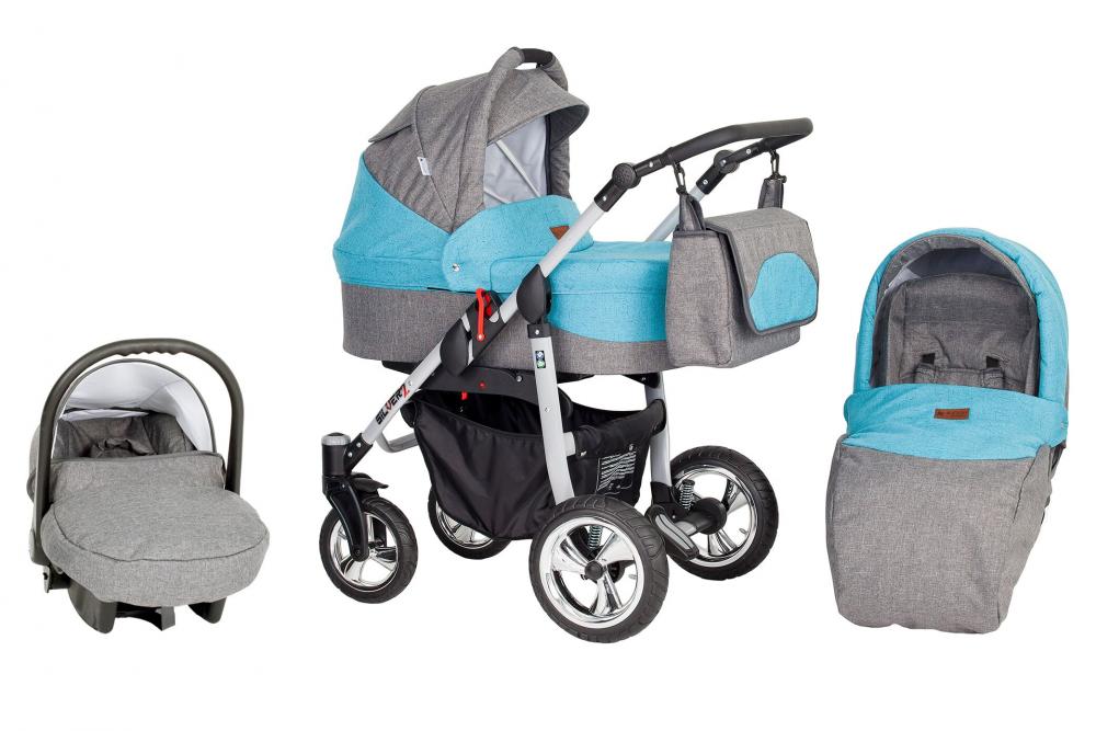 Carucior 3 in 1 modular Kunert Silver GriTurqouise 1 Carucior 3 in 1 modular Kunert Silver GriTurqouise