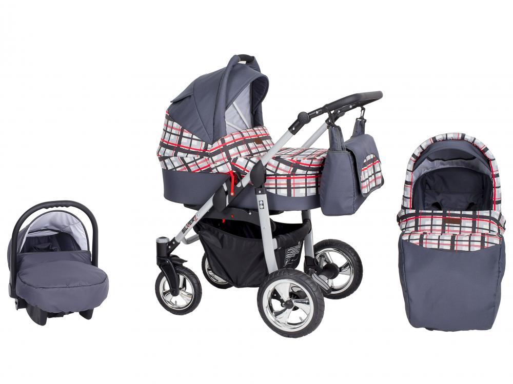 Carucior 3 in 1 modular Kunert Silver Gri Patratele 1 Carucior 3 in 1 modular Kunert Silver Gri Patratele