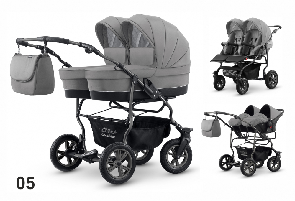 Carucior pentru gemeni Mikado Goldstar GS-05 3 in 1 1 Carucior pentru gemeni Mikado Goldstar GS-05 3 in 1