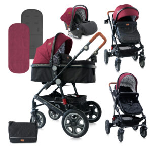 Carucior transformabil 3 in 1 Lora Red Black Lighthouse