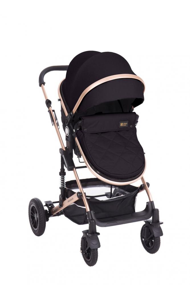 Carucior transformabil KikkaBoo 2 in 1 Amaia Grey All Black 1 Carucior transformabil KikkaBoo 2 in 1 Amaia Grey All Black