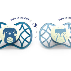 Set 2 suzete ortodontice de noapte 6 luni+ baietel Nuvita Air 55 Explorer 7086