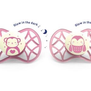 Set 2 suzete ortodontice de noapte 6 luni+ fetita Nuvita Air 55 Explorer 7086