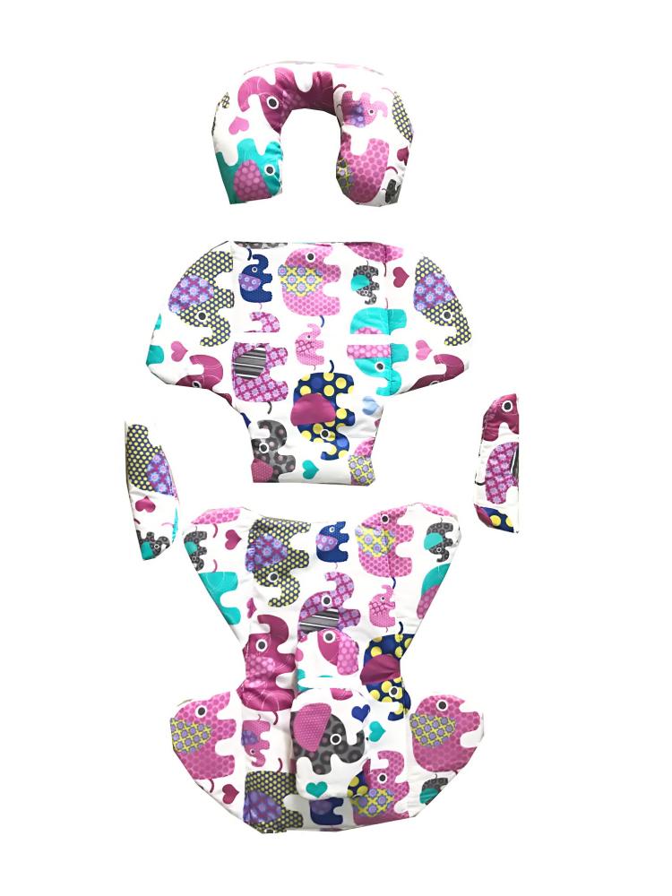 Set perne din bumbac pentru scaun auto copii si bebelusi Deluxe elefanti roz 1 Set perne din bumbac pentru scaun auto copii si bebelusi Deluxe elefanti roz