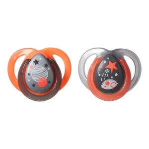 Set suzete ortodontice de Noapte Tommee Tippee 0-6 luni 2 buc gri  portocaliu