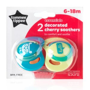 Suzeta Basics latex Tommee Tippee Cherry 2 buc 6-18 luni AlbastruGalben