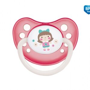 Suzeta ortodontica din silicon cu inel fosforescent 0-6 luni Rosu