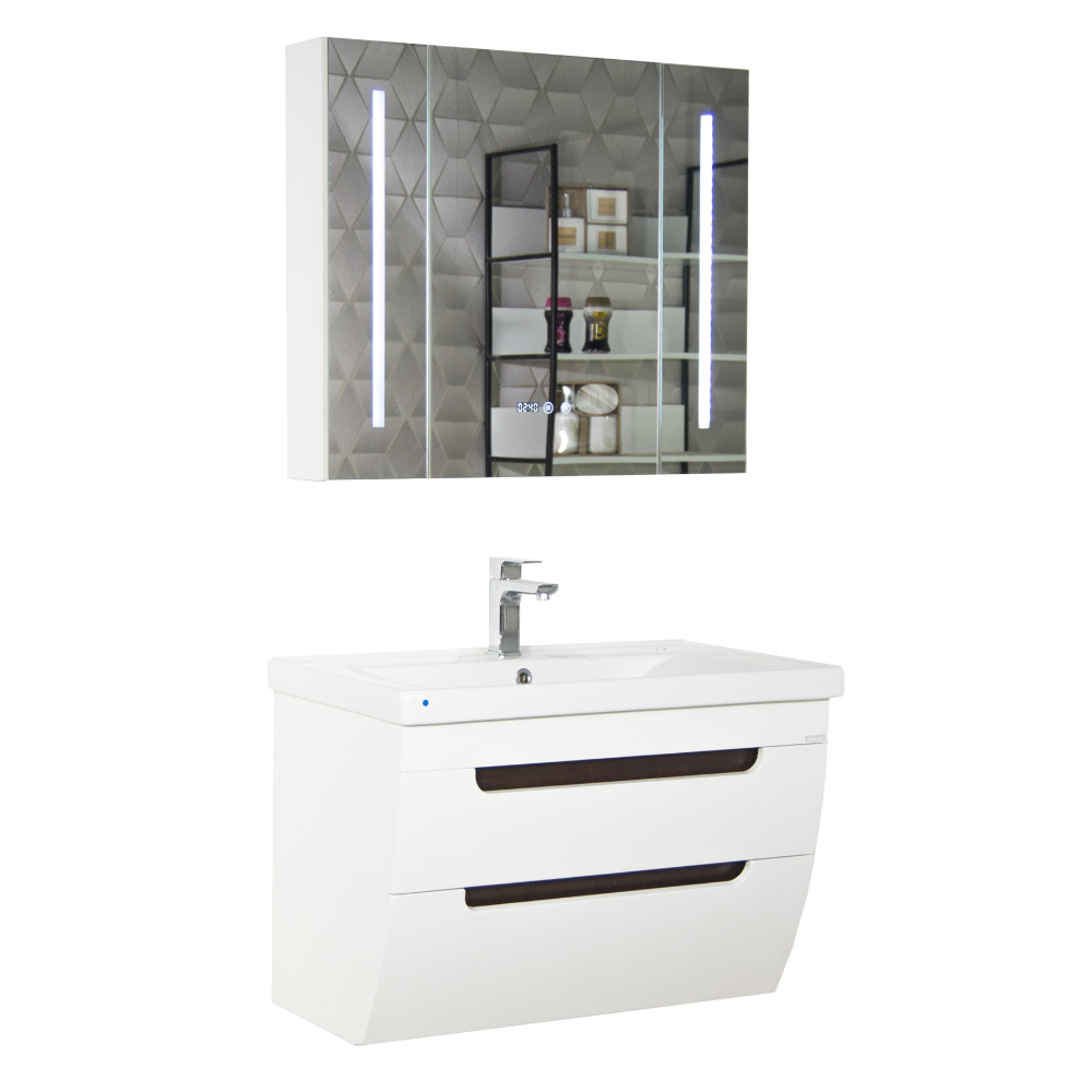 Set mobilier baie Badenmob Seria 730, masca, lavoar, oglinda, alb 1 Set mobilier baie Badenmob Seria 730, masca, lavoar, oglinda, alb