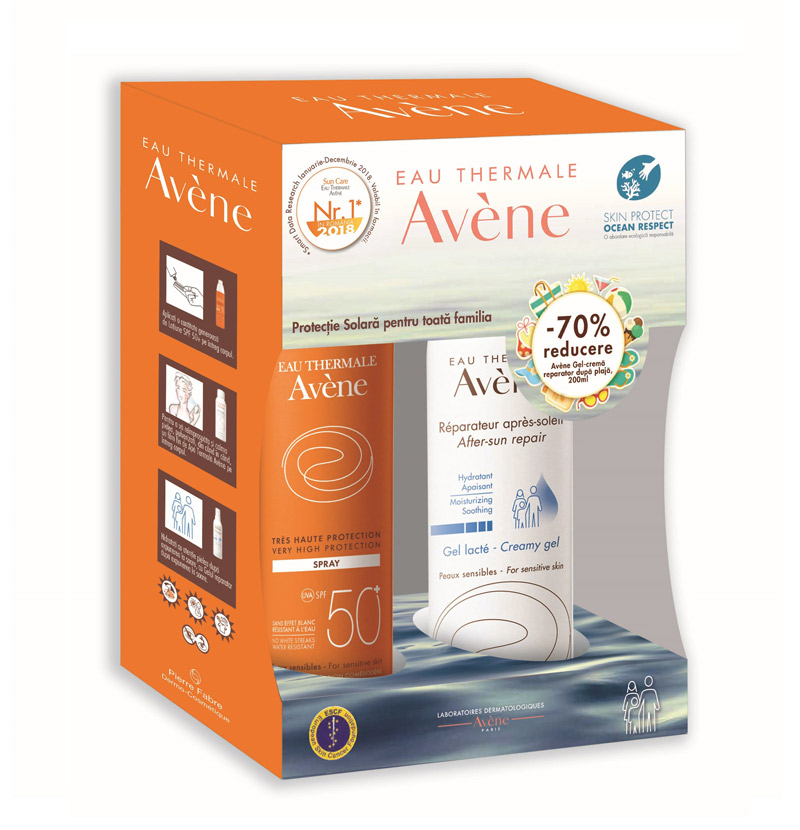 AVENE SPRAY SPF50+ 200ML + GEL DUPA PLAJA 200ML 70% REDUCERE LA AL 2-LEA PRODUS 1 AVENE SPRAY SPF50+ 200ML + GEL DUPA PLAJA 200ML 70% REDUCERE LA AL 2-LEA PRODUS
