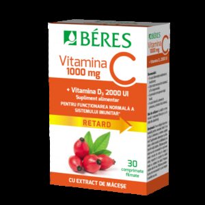 BERES VITAMINA C 1000MG + VITAMINA D3 2000UI X 30 COMPRIMATE FILMATE