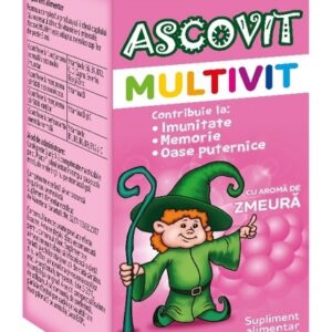 ASCOVIT MULTIVIT ZMEURA 60 COMPRIMATE MASTICABILE