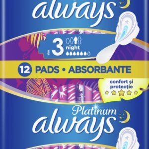 ALWAYS PLATINUM NIGHT DUO ABSORBANTE 12BUC
