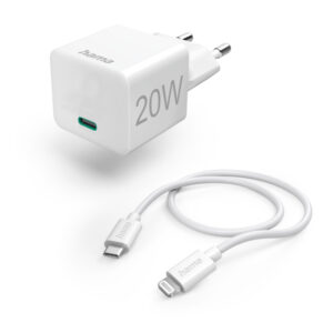 Incarcator retea Hama 201620, USB-C, Power Delivery (PD), cablu Lightning, Alb