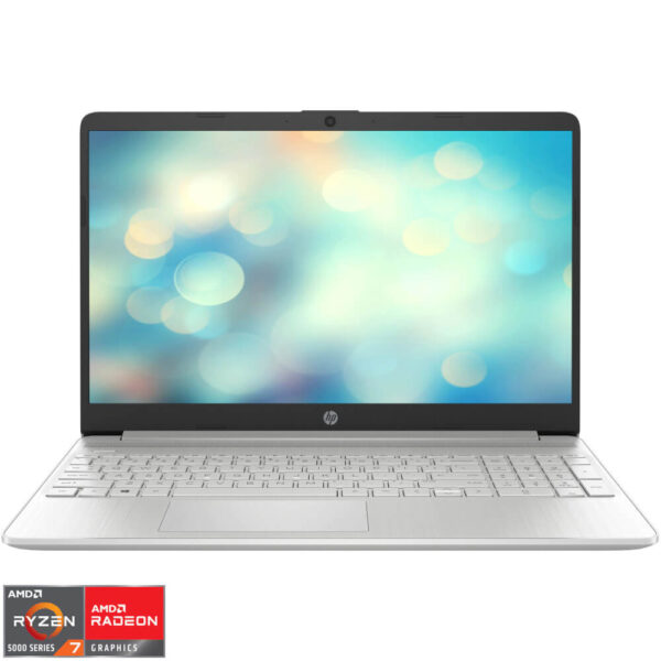 Laptop HP 15s-eq2012nq, 15.6?, Full HD, AMD Ryzen 7 5700U, 8GB RAM, 512GB SSD, AMD Radeon Graphics, No OS, Argintiu